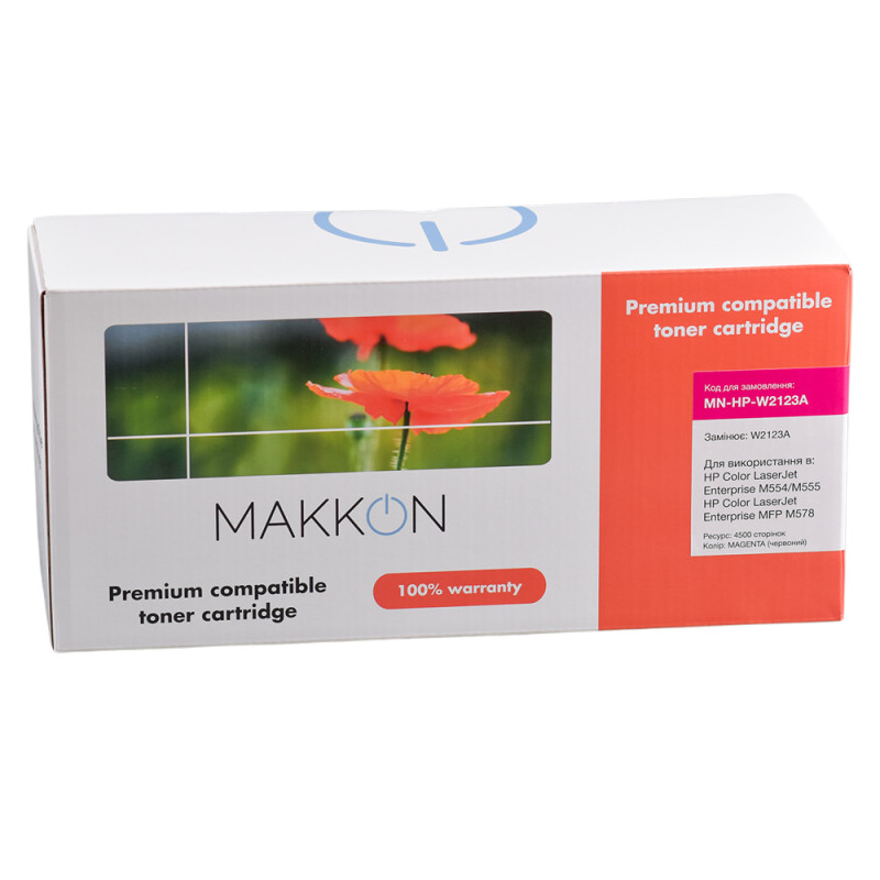 картридж MAKKON HP W2123A (212A) для CLJ M554/M555/M578 червоний