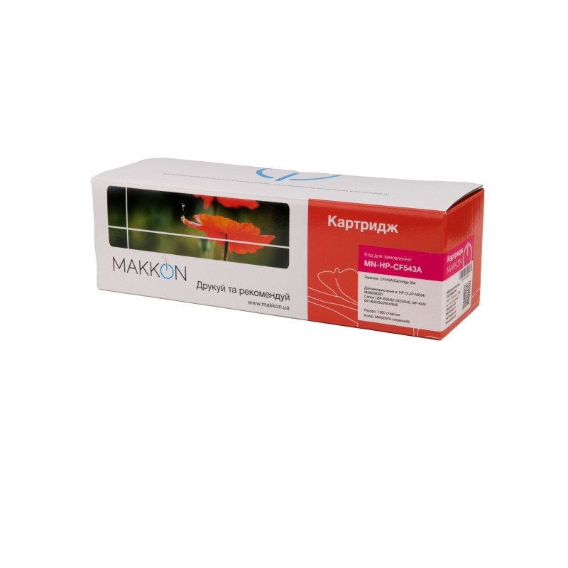 картридж MAKKON сумісний аналог HP CF543A (203A), Canon 054 червоний