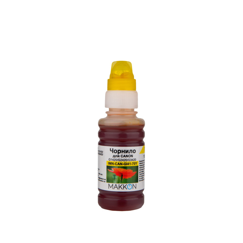 чорнило для Canon PIXMA G1420/G2420/G2460/G3420/G3460 (4545C001AA) (GI-41) 70 мл Makkon жовте